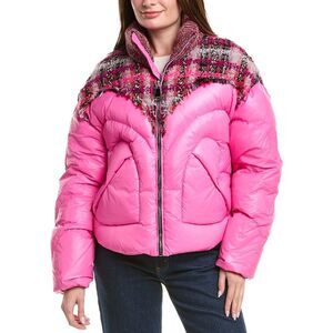Khrisjoy Womens  Tweed Puffer Jacket, Pink